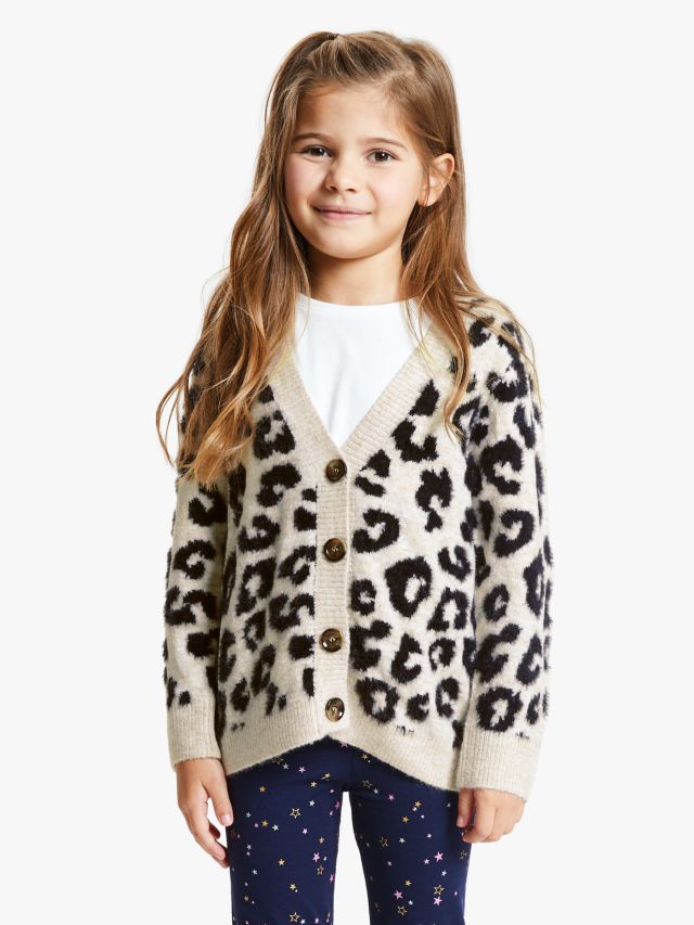 John Lewis Kids' Leopard Cardigan, Multi, 6 years