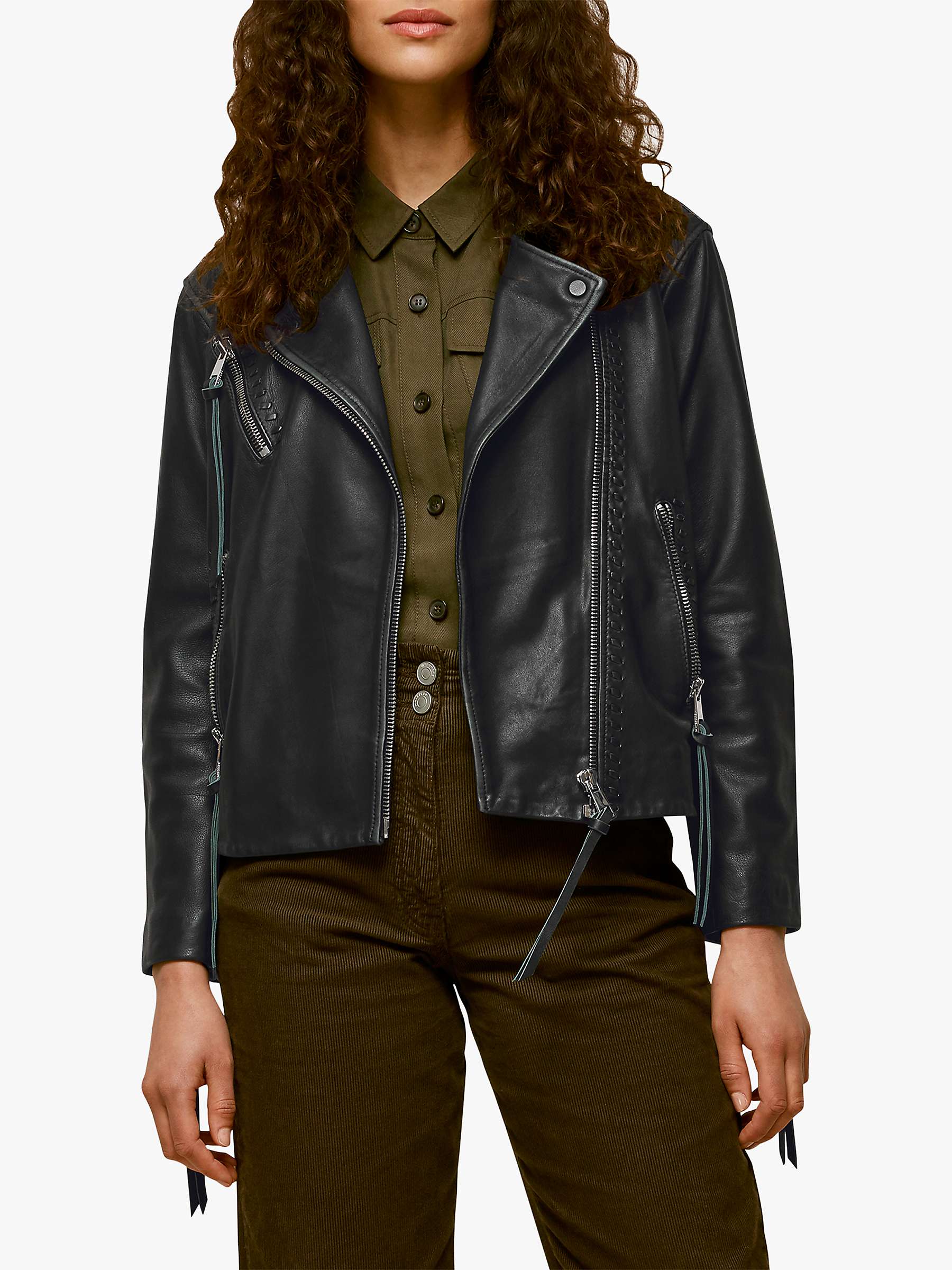 Buy Whistles Tessa Tumbled Leather Jacket, Black Online at johnlewis.com