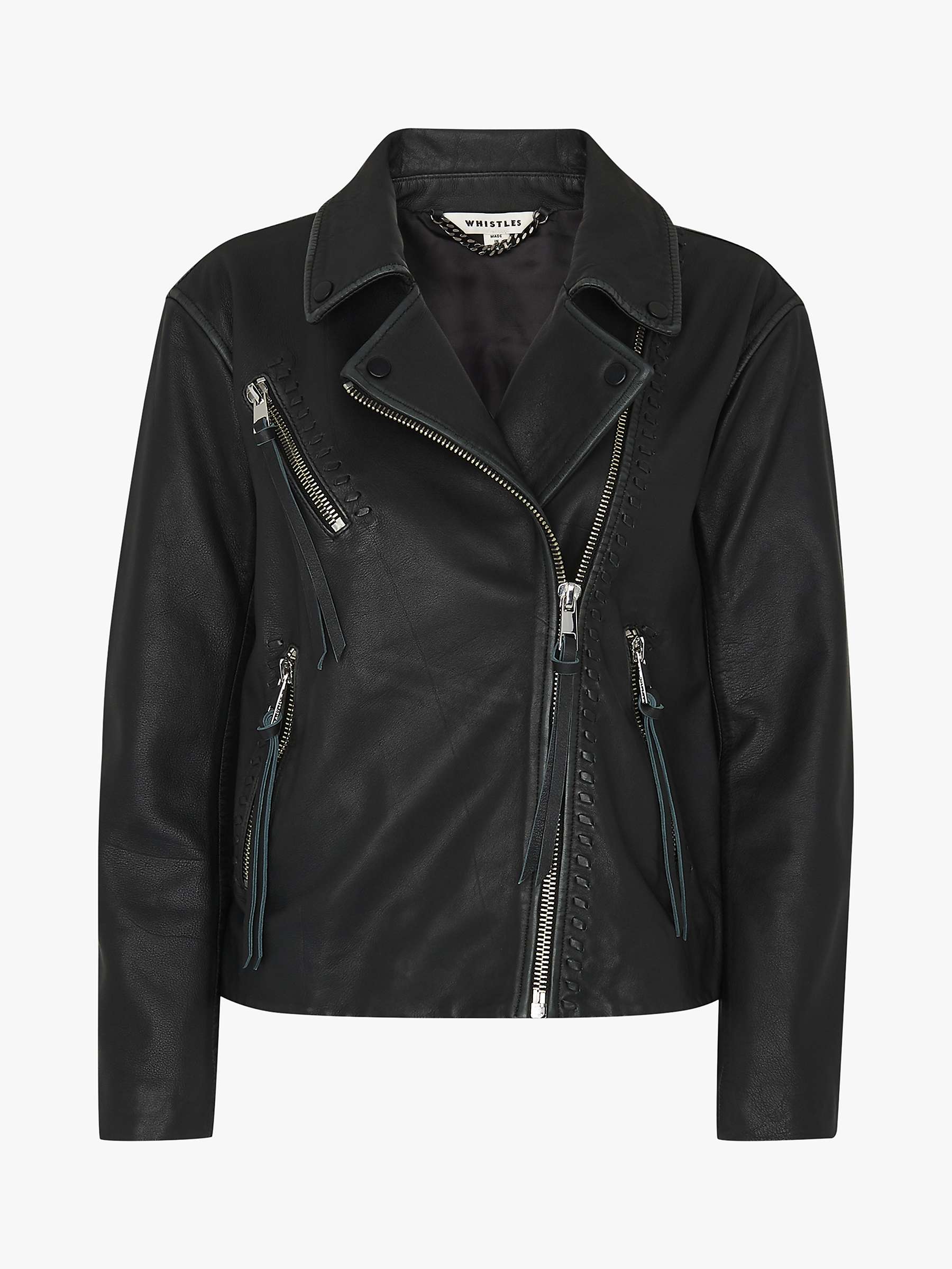 Buy Whistles Tessa Tumbled Leather Jacket, Black Online at johnlewis.com