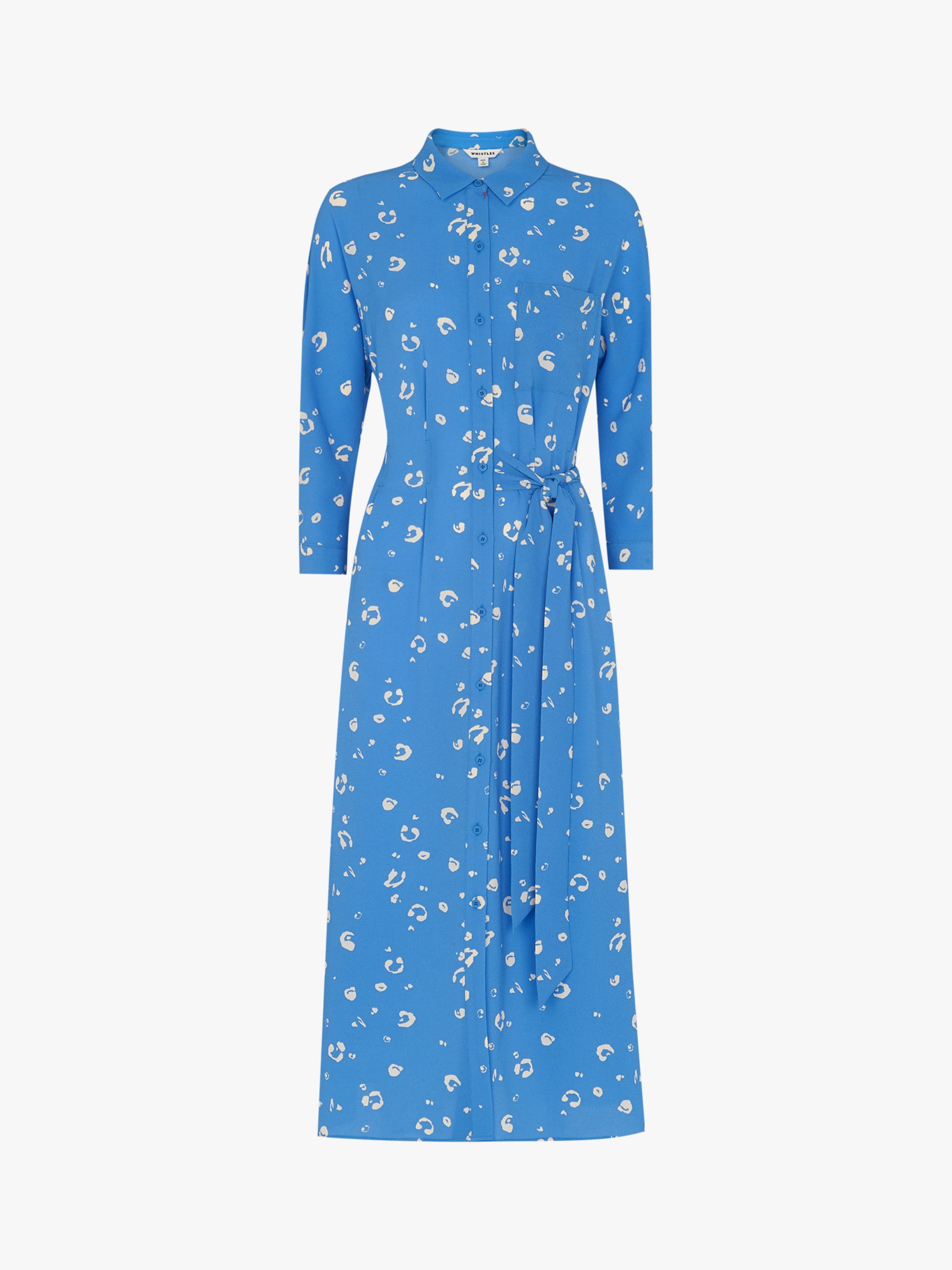 blue animal print shirt dress