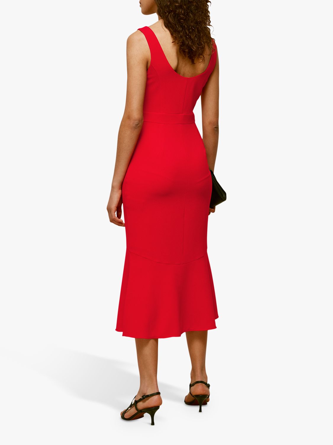 Whistles Milla Square Neck Midi Dress Red At John Lewis And Partners 