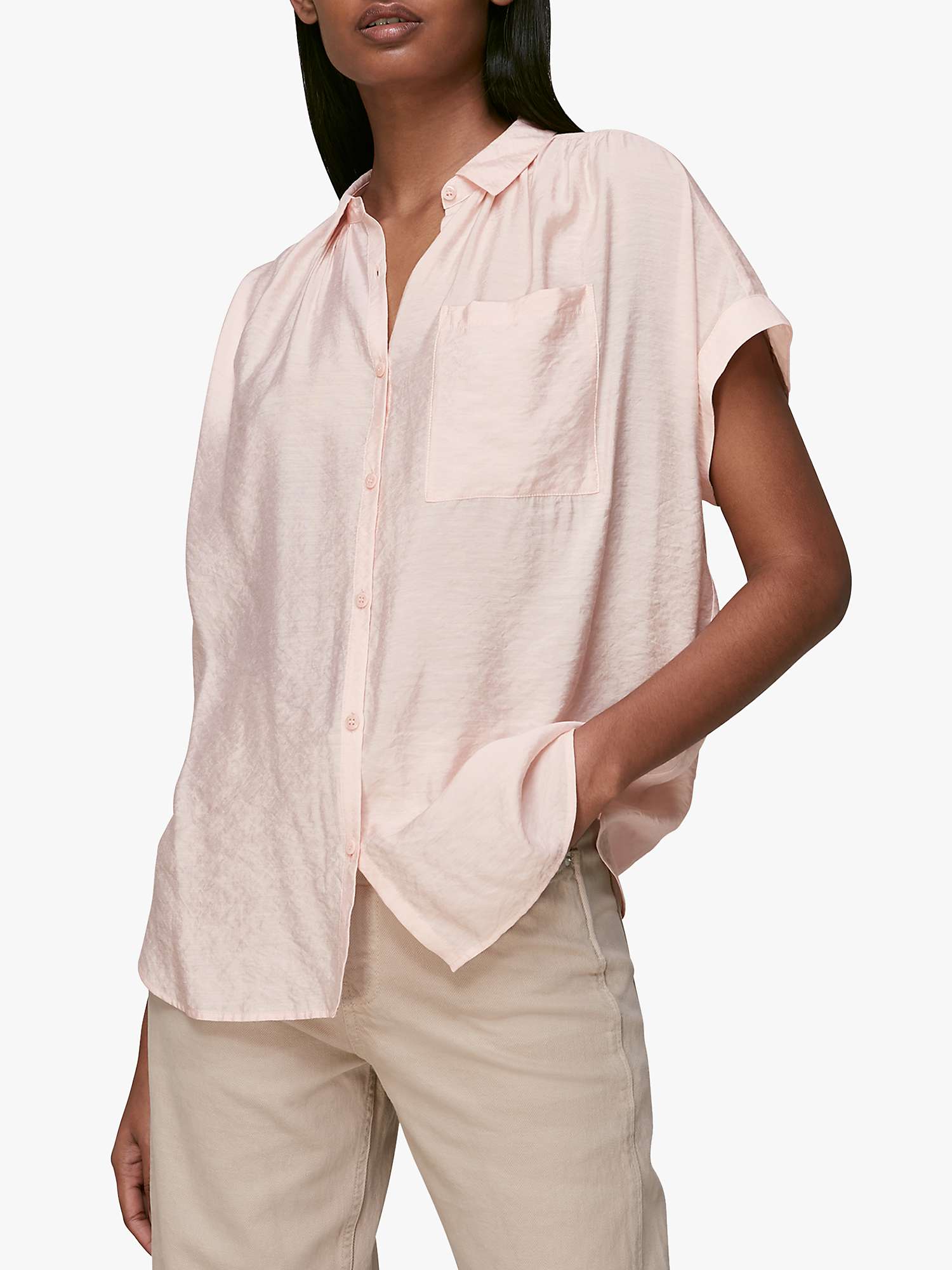Buy Whistles Nicola Button Through Shirt, Pale Pink Online at johnlewis.com