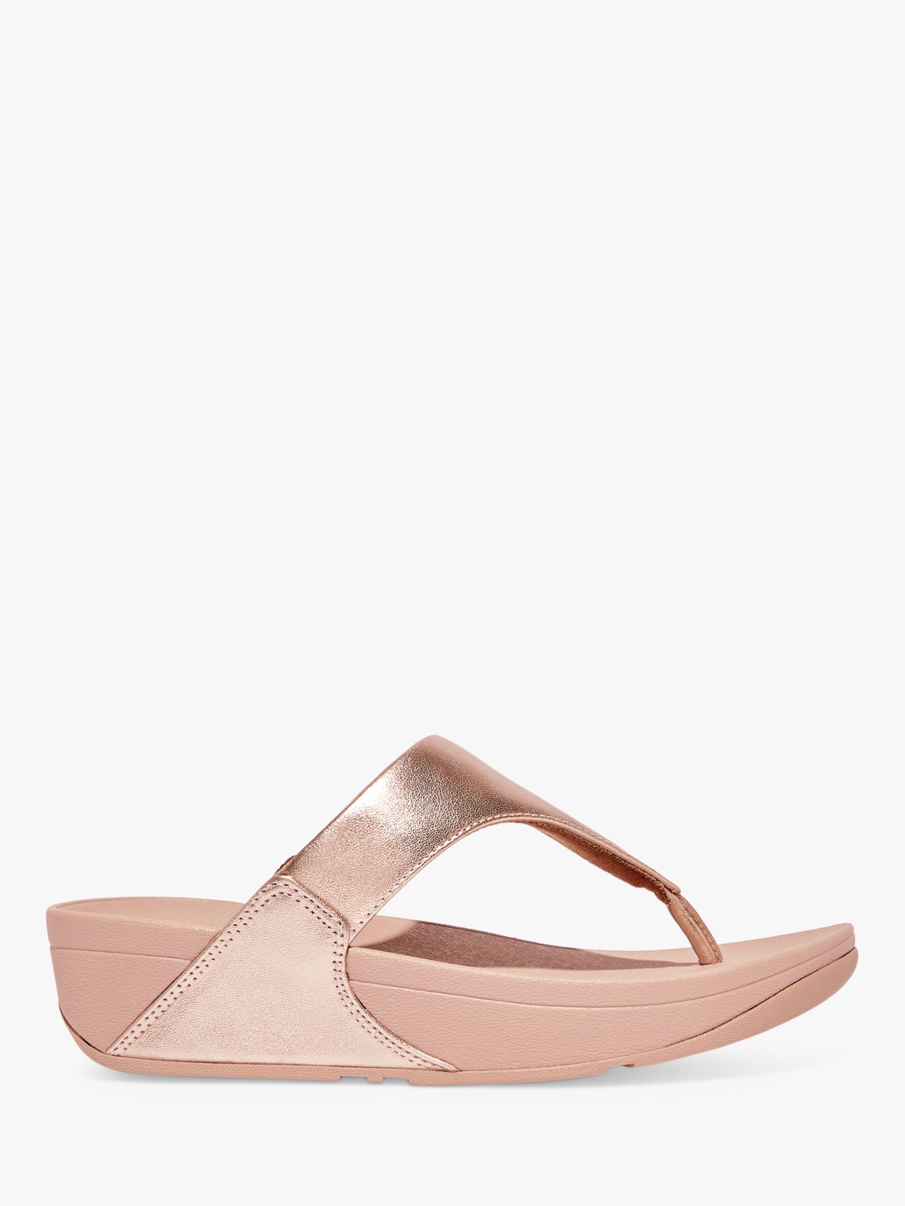 FitFlop Lulu leather Flip Flops, Gold at John Lewis & Partners