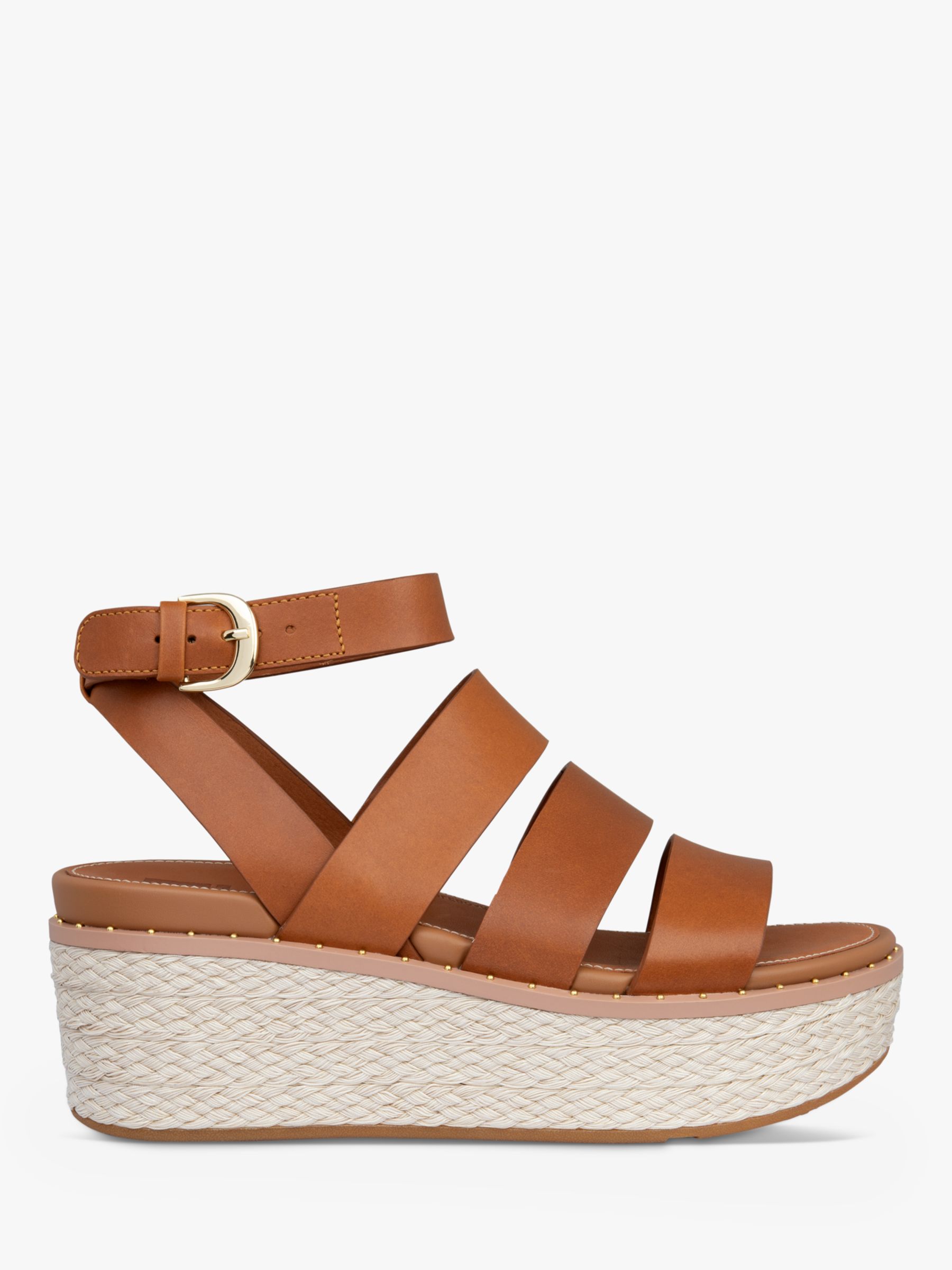 FitFlop Eloise Strappy Leather Wedge Sandals, Natural at John Lewis ...
