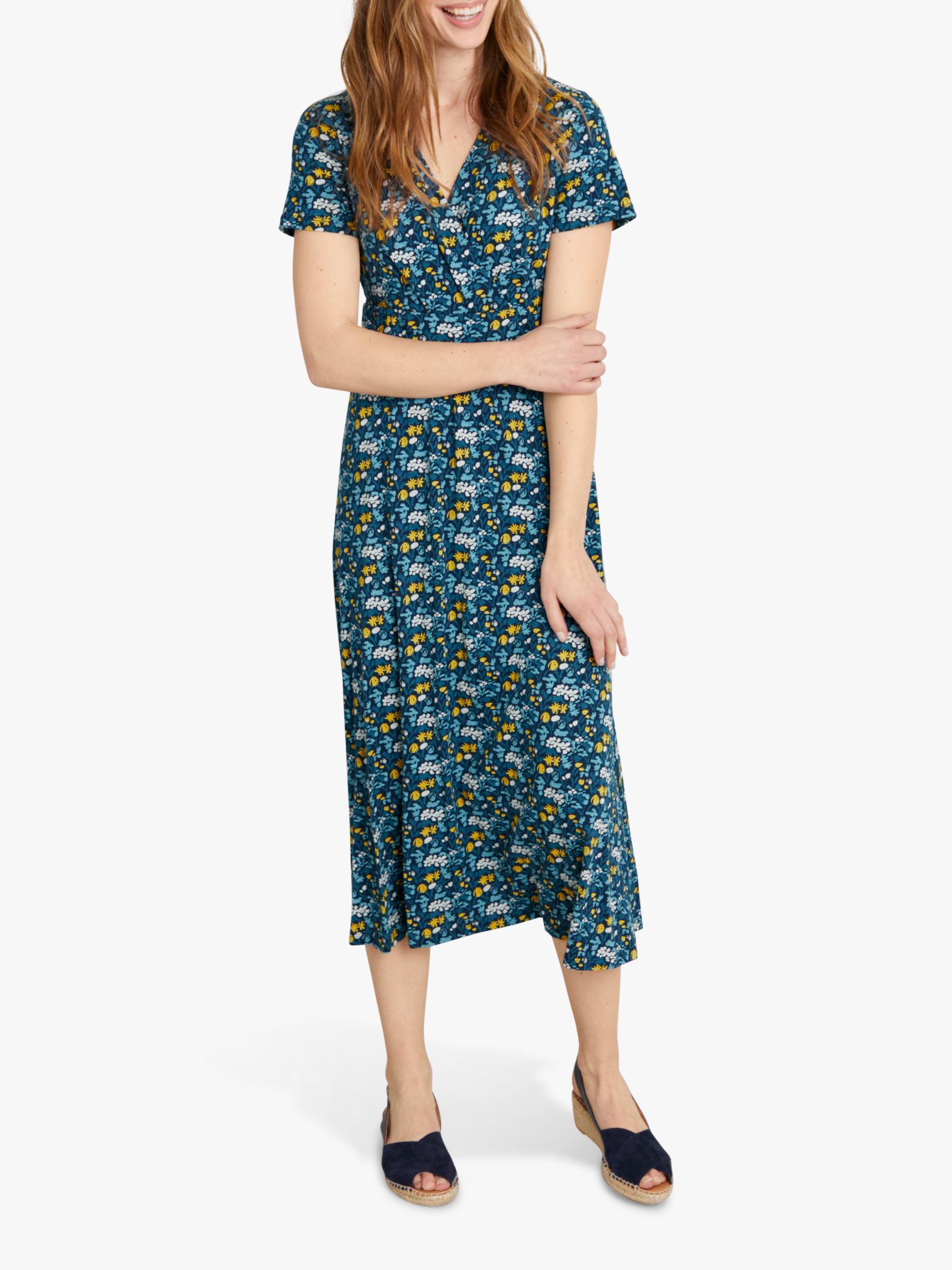 Seasalt Chapelle Floral Print Midi Dress, Flower Marks Harbour