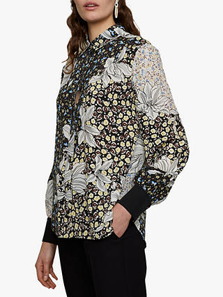 Jigsaw Floral Collage Silk Blouse, Multi