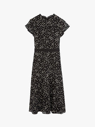 Oasis Daisy Print Long Dress, Black