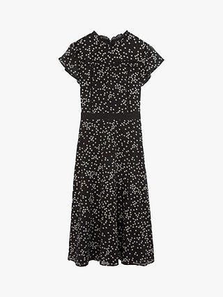 Oasis Daisy Print Long Dress, Black