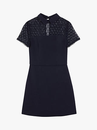 Oasis Lace Insert Mini Dress, Navy
