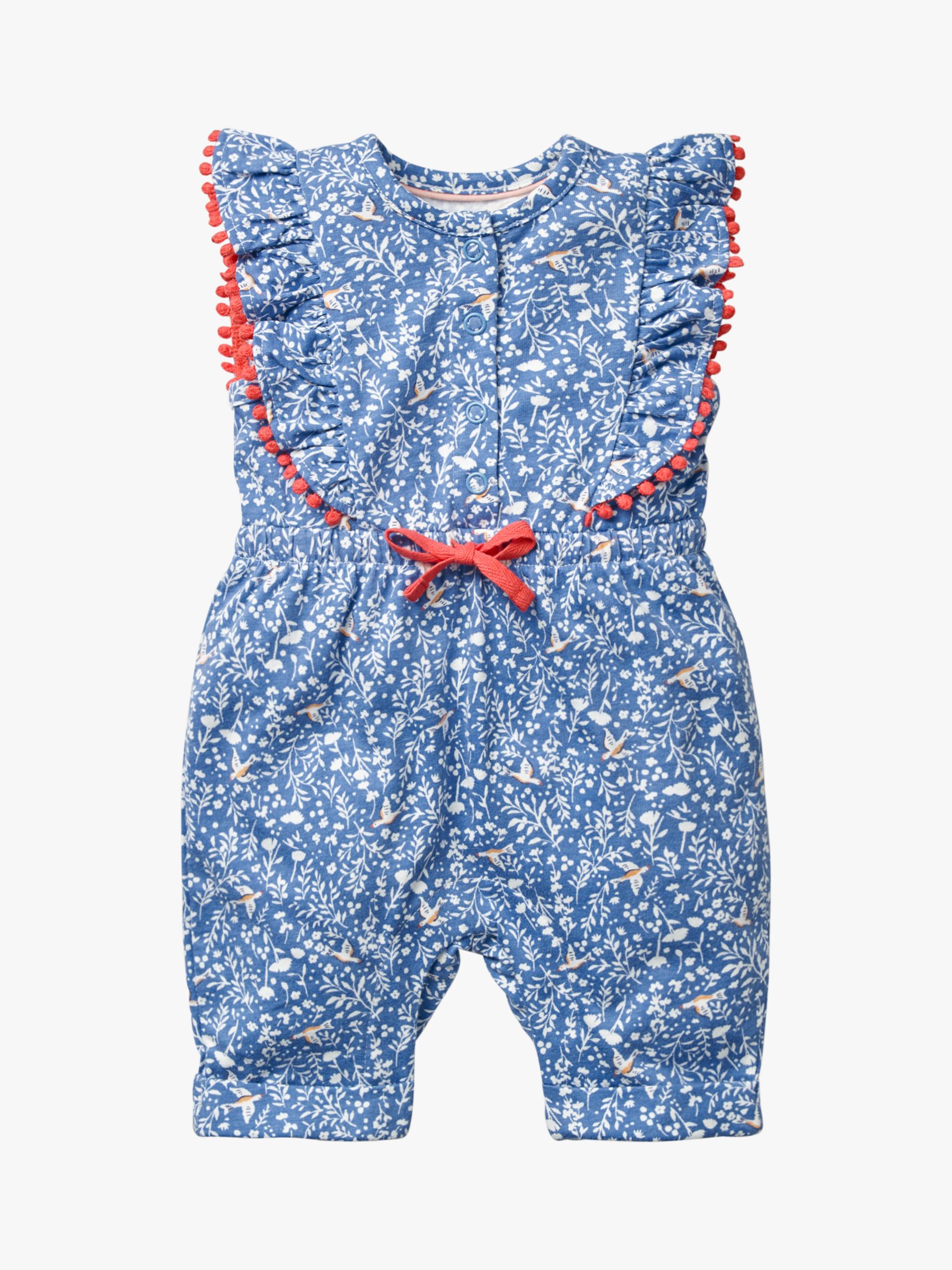 Mini Boden Baby's Floral Birdsong Jumpsuit, Sea Blue at John Lewis ...