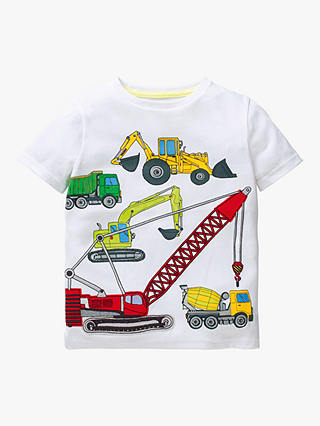 Mini Boden Boys Applique Construction Vehicle T-Shirt, White