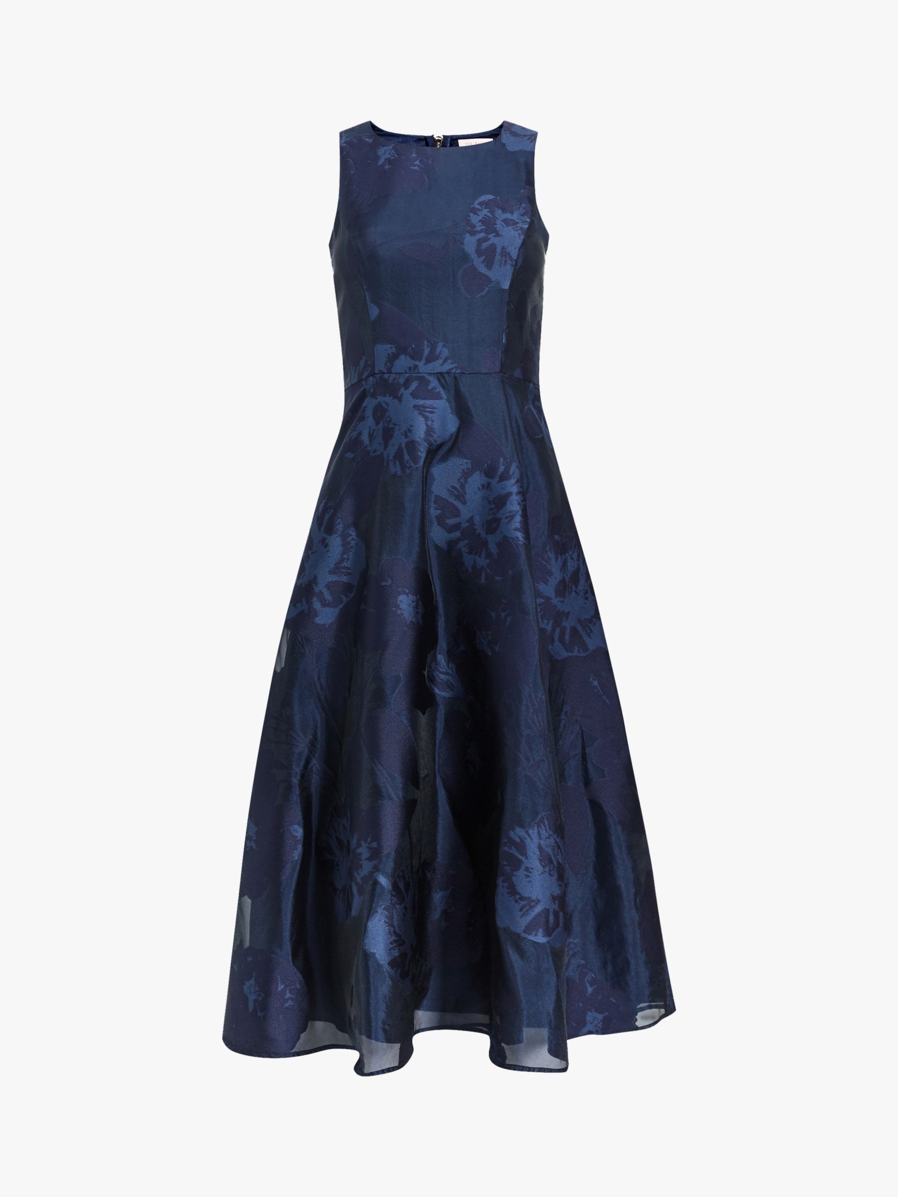 Ted Baker Wylieh Floral Jacquard Midi Dress, Navy at John Lewis & Partners