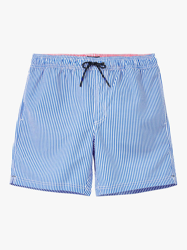 Joules Heston Stripe Swim Shorts, Blue Textured Stripe