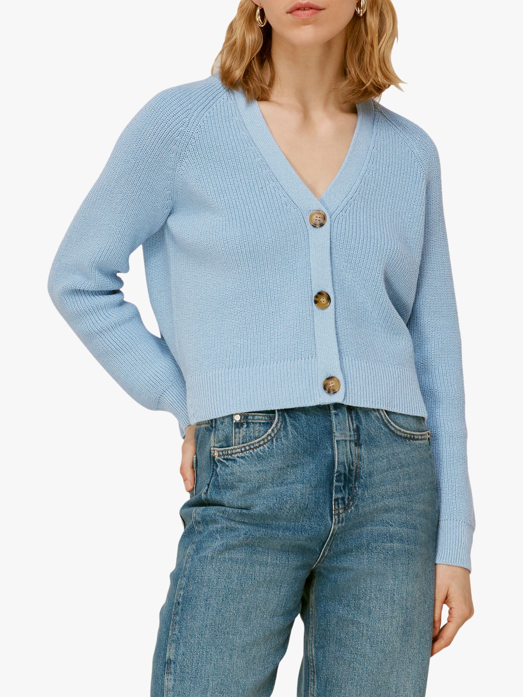 Whistles May Button Cardigan, Pale Blue