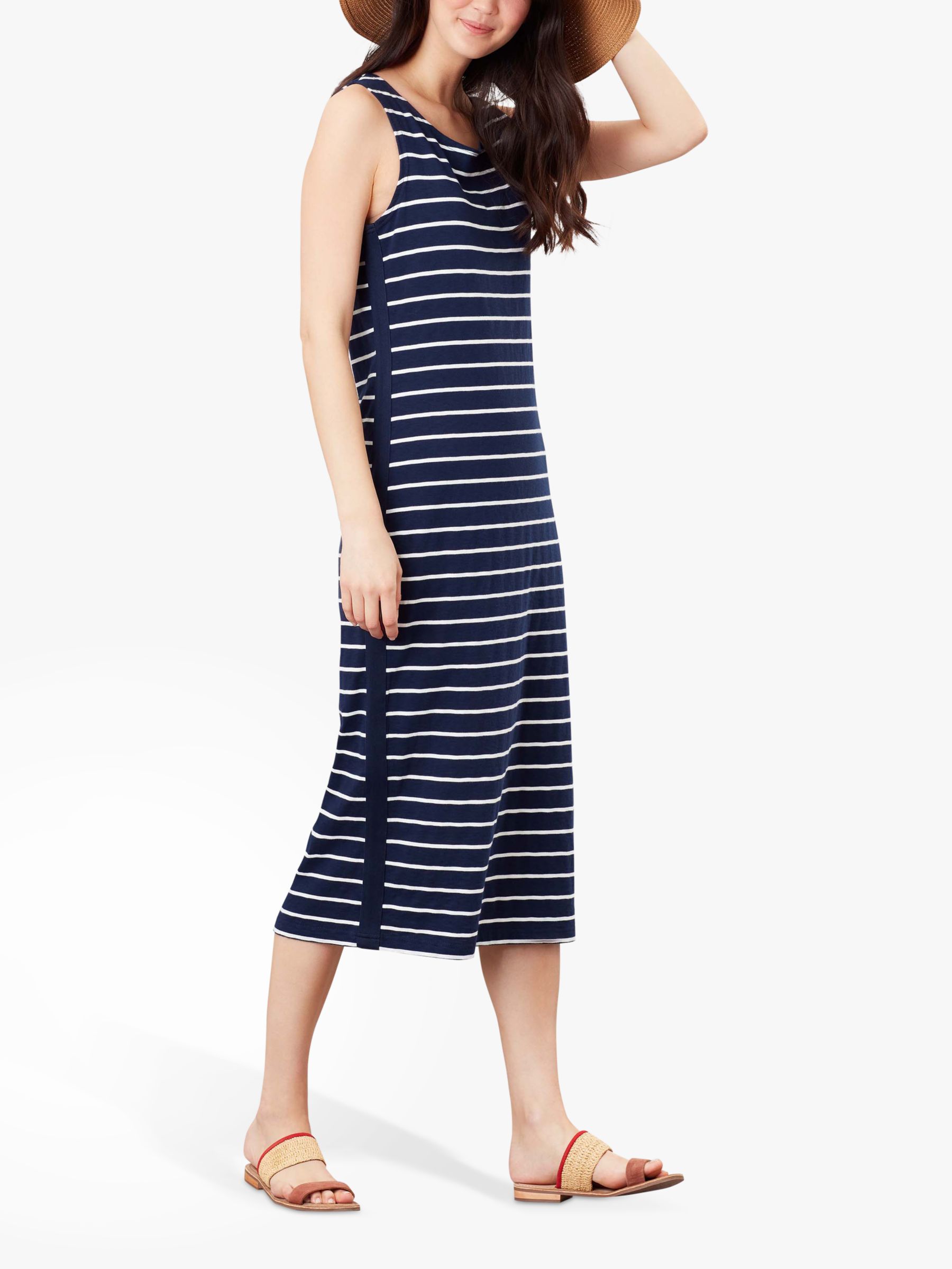 Joules Riva Striped Midi Sleeveless Jersey Dress