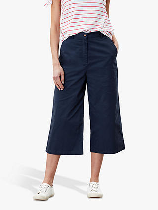 Joules Compton Wide Leg Cropped Chinos, French Navy