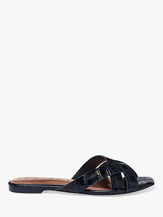 Ted Baker Zelania Leather Flat Sandals, Blue Navy