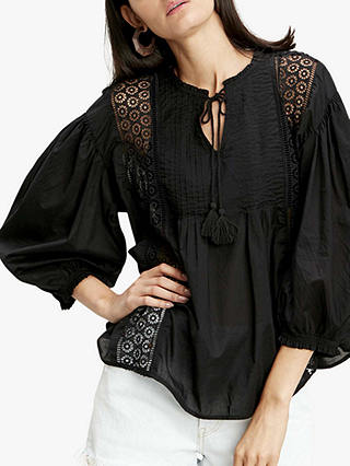Levi's Hannah Embroidered Puff Sleeve Blouse, Black