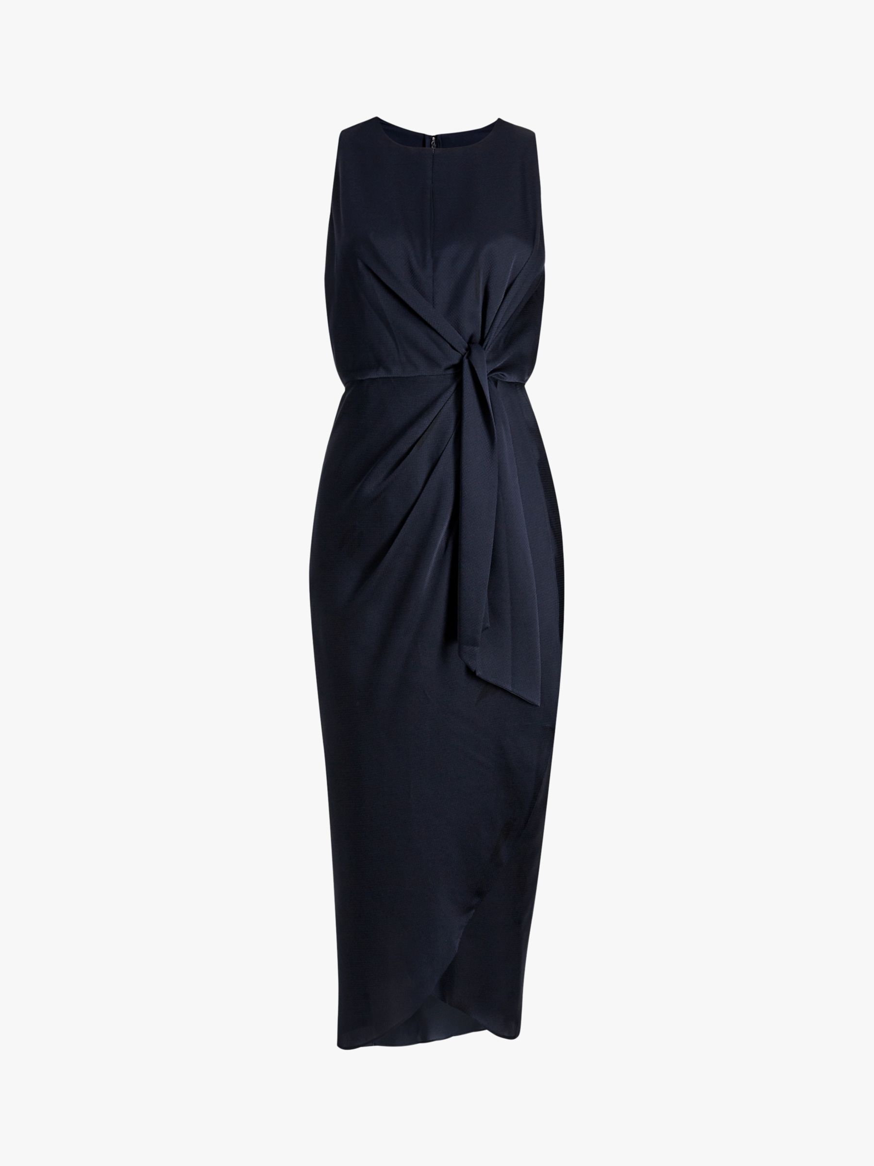 Ted Baker Pohshan Knotted Waist Midi Wrap Dress, Navy, 8