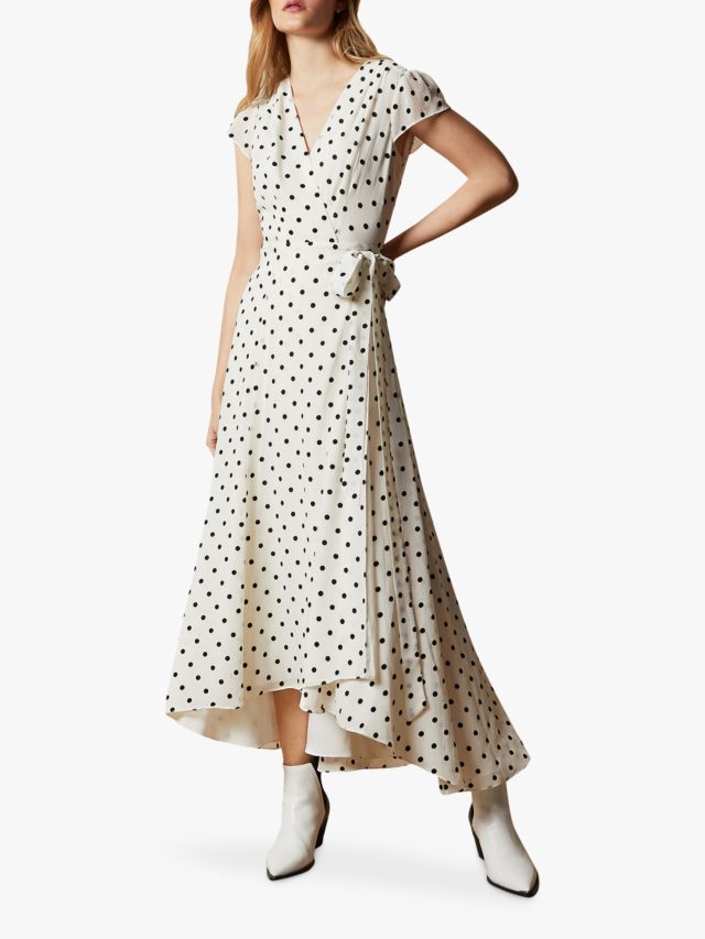 Ted Baker Cohline Polka Dot Print Maxi Wrap Dress, Ivory, 6