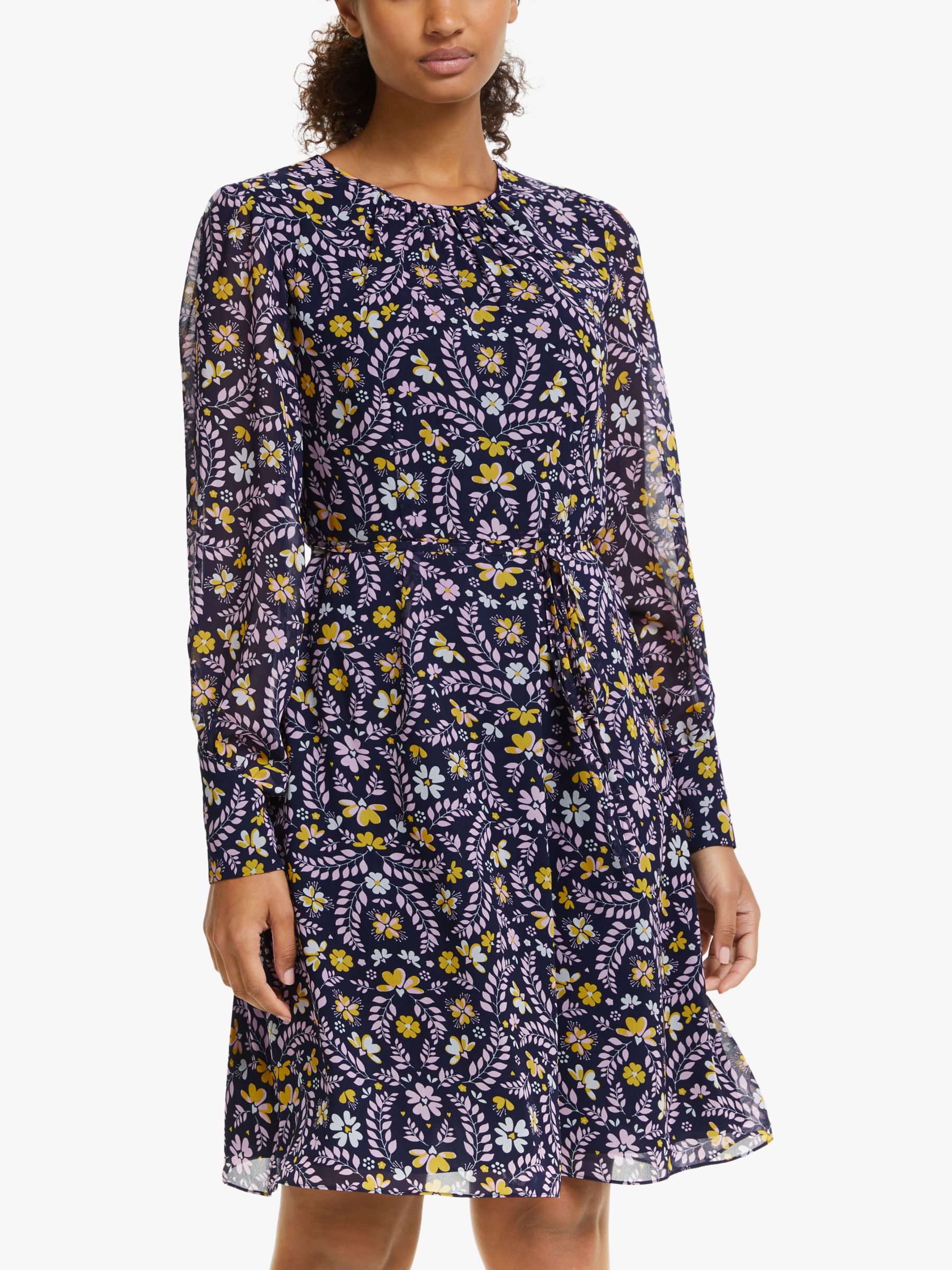 Boden Blossom Print Dress, Navy/Rosebay