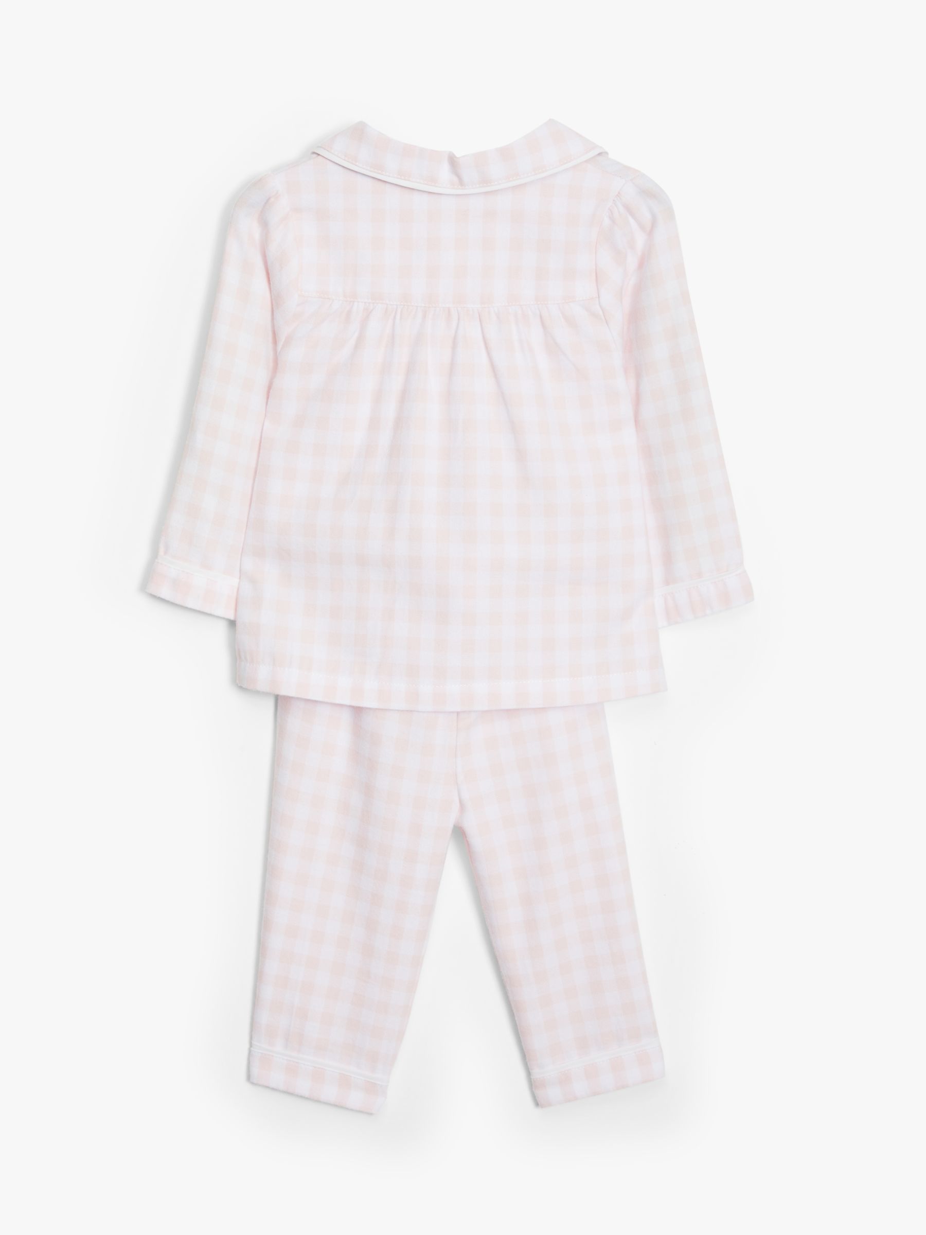 John Lewis & Partners Baby Check Woven Pyjamas, Light Pink