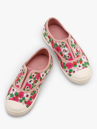 Mini Boden Children's Laceless Canvas Shoes, Pink/White Berry