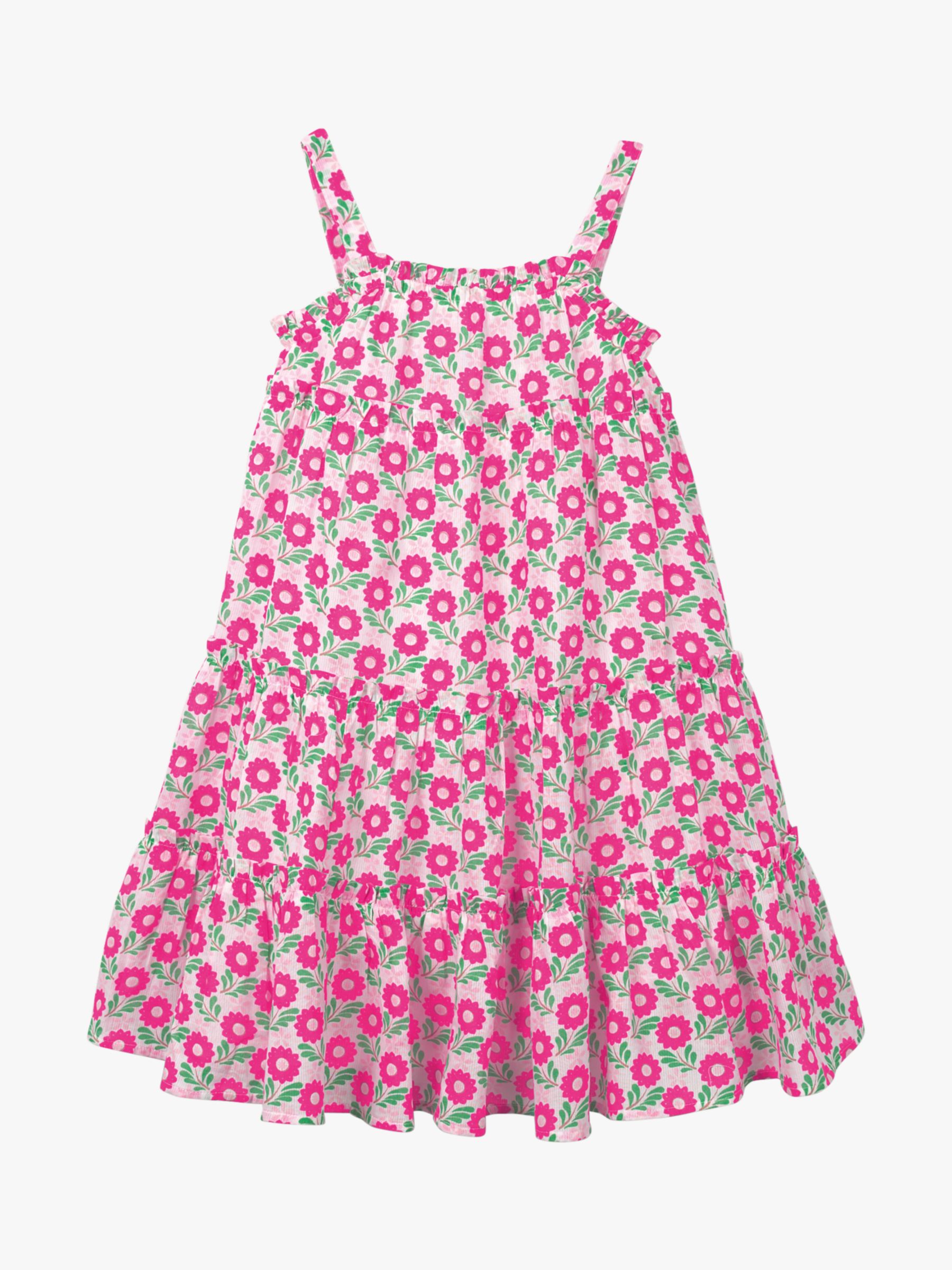 Mini Boden Girls' Twirly Floral Print Dress, Multi Tropical at John ...