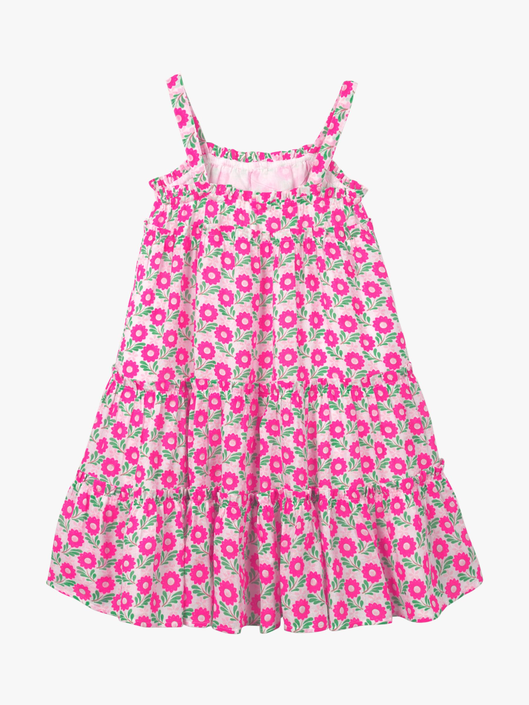 Mini Boden Girls' Twirly Floral Print Dress, Multi Tropical at John ...