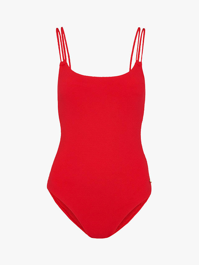 Whistles Double Strap Textured Swimsuit, Red