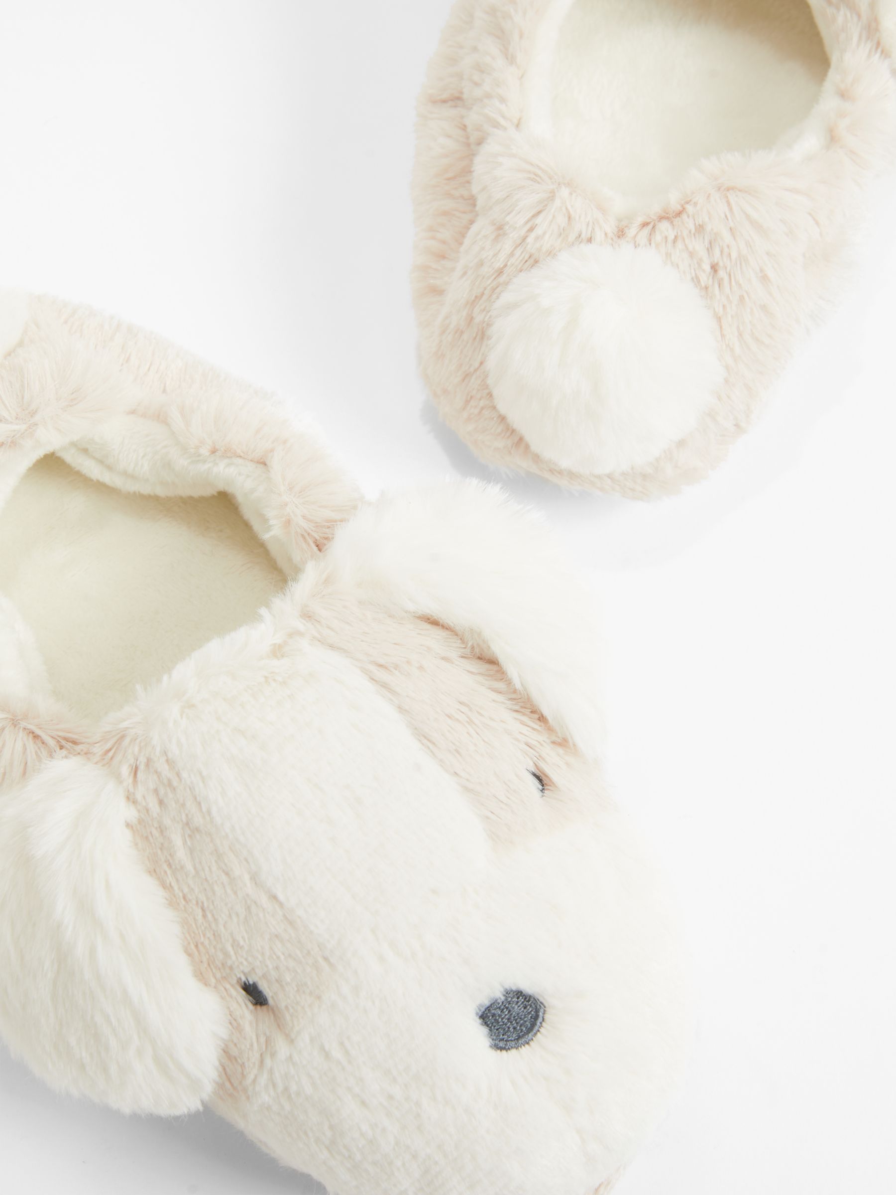 John Lewis Children's Fluffy Dog Slippers, Neutral