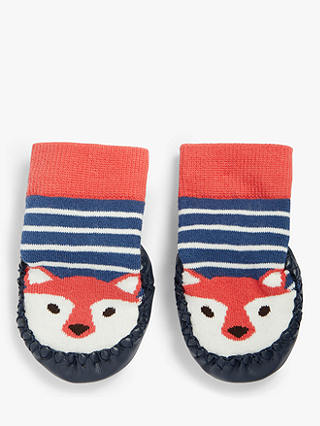 John Lewis Baby Fox Moccasin Slipper Socks, Multi