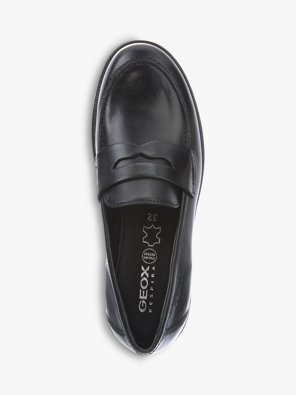Geox Kids' Agata Slip On Leather Loafers, Black, 26
