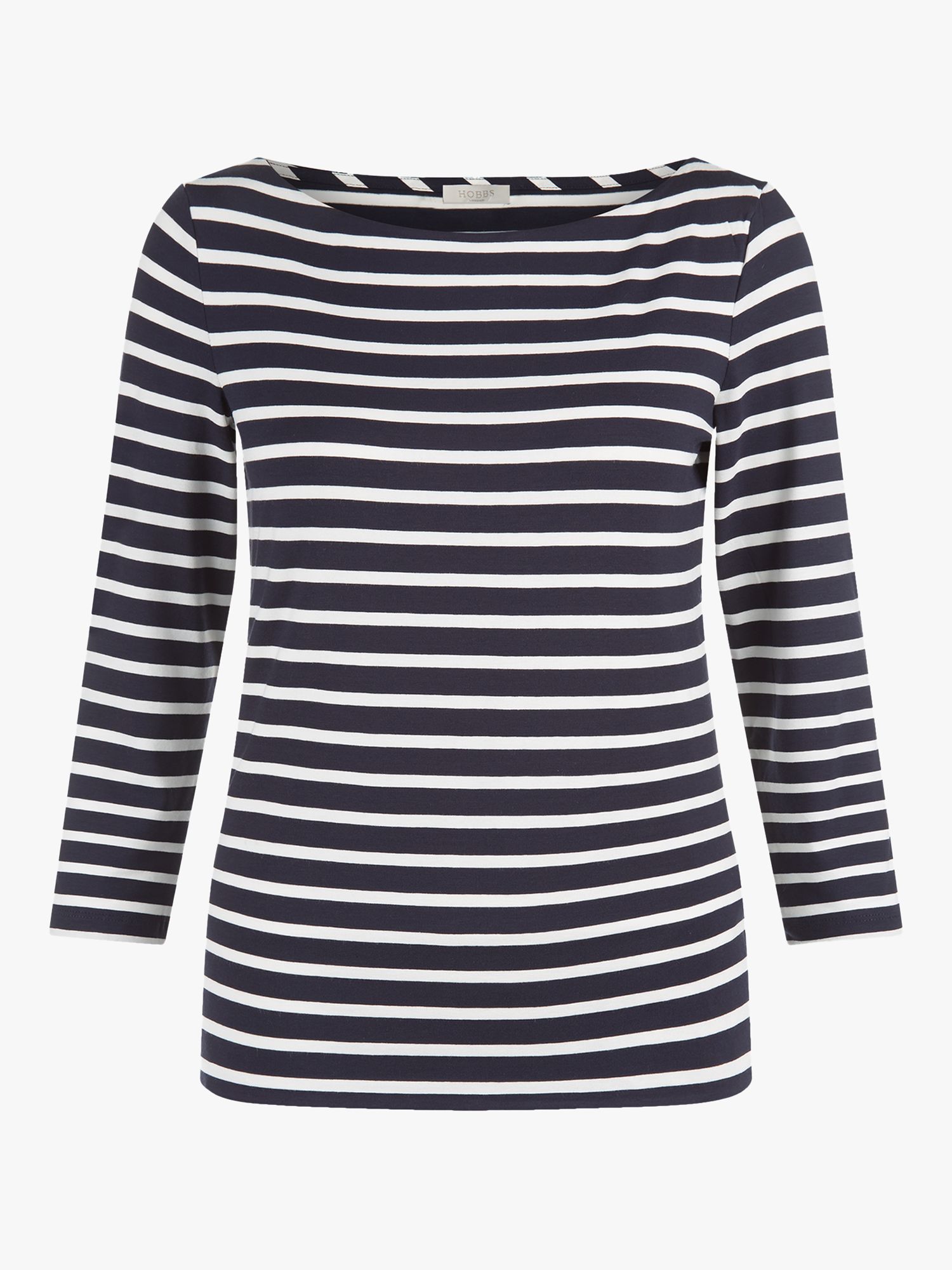 Hobbs Sonya Breton Striped Top, Navy/Ivory at John Lewis & Partners