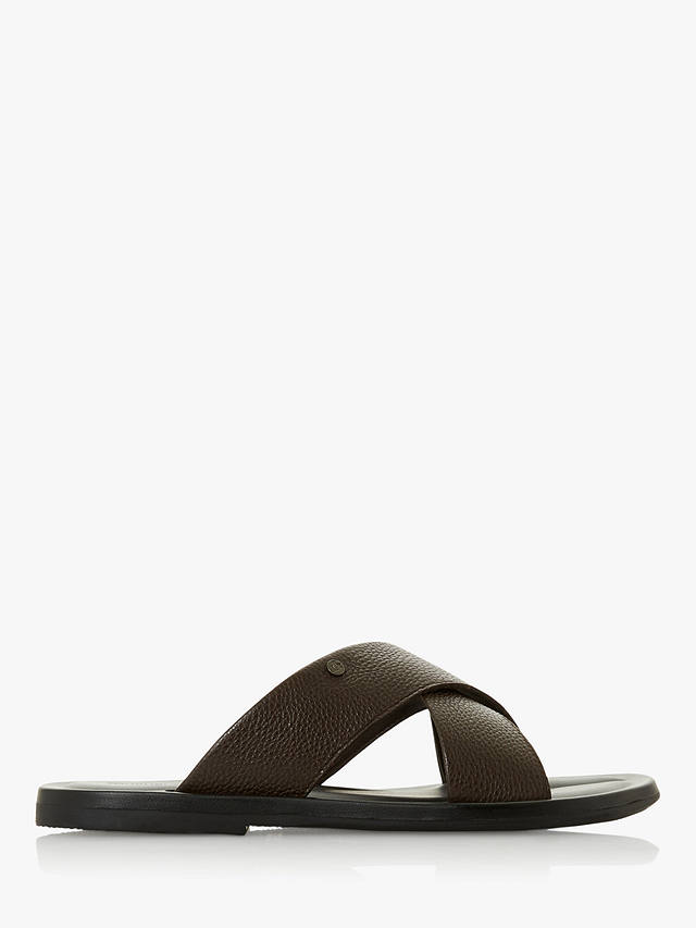 Dune Frankss Leather Sandals, Brown at John Lewis & Partners