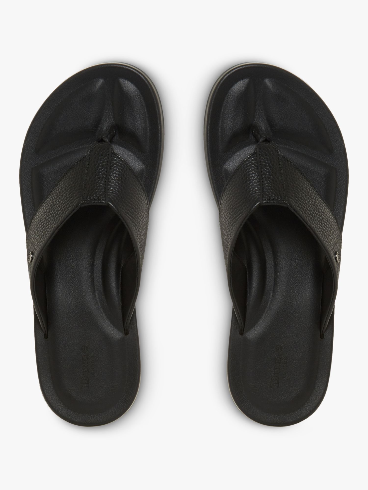 Dune Fredss Toe Post Leather Flip Flops, Black-leather, 6