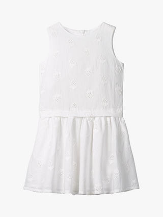 Mini Boden Girls' Strawberry Broderie Dress, White