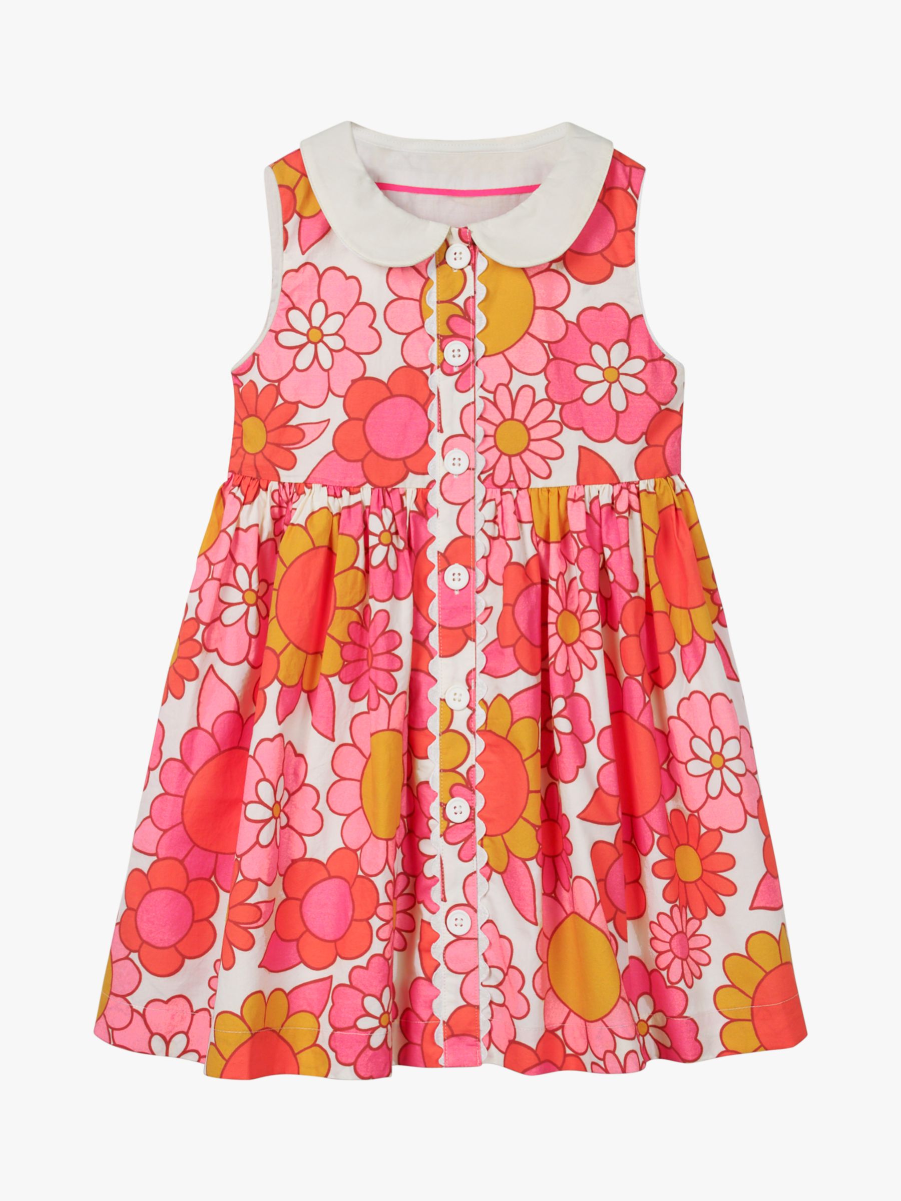 Mini Boden Girls' Woven Floral Collared Dress, Pink/White at John Lewis ...
