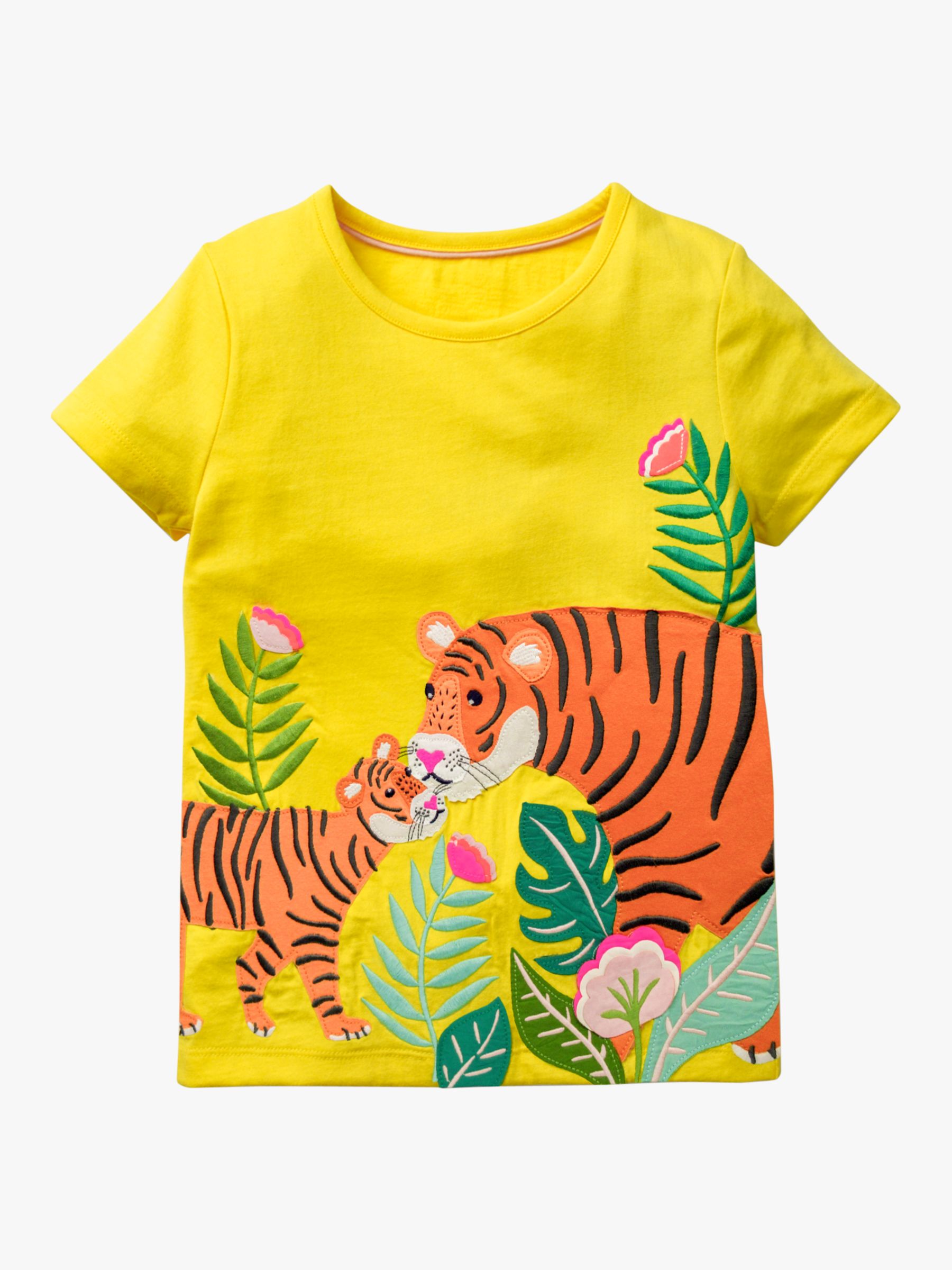 Mini Boden Girls' Tiger Safari Appliqué T-Shirt, Lemon Zest Yellow at ...