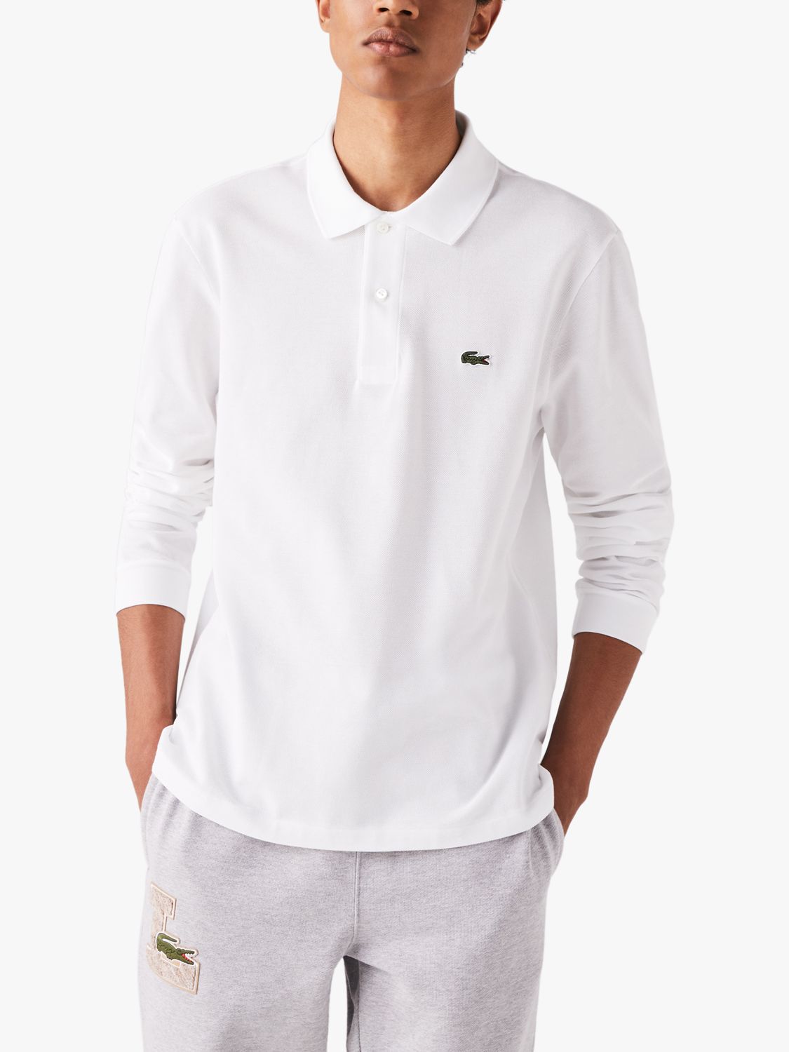 Lacoste Classic Regular Fit Long Sleeve Polo Shirt, 001 White at John Lewis &