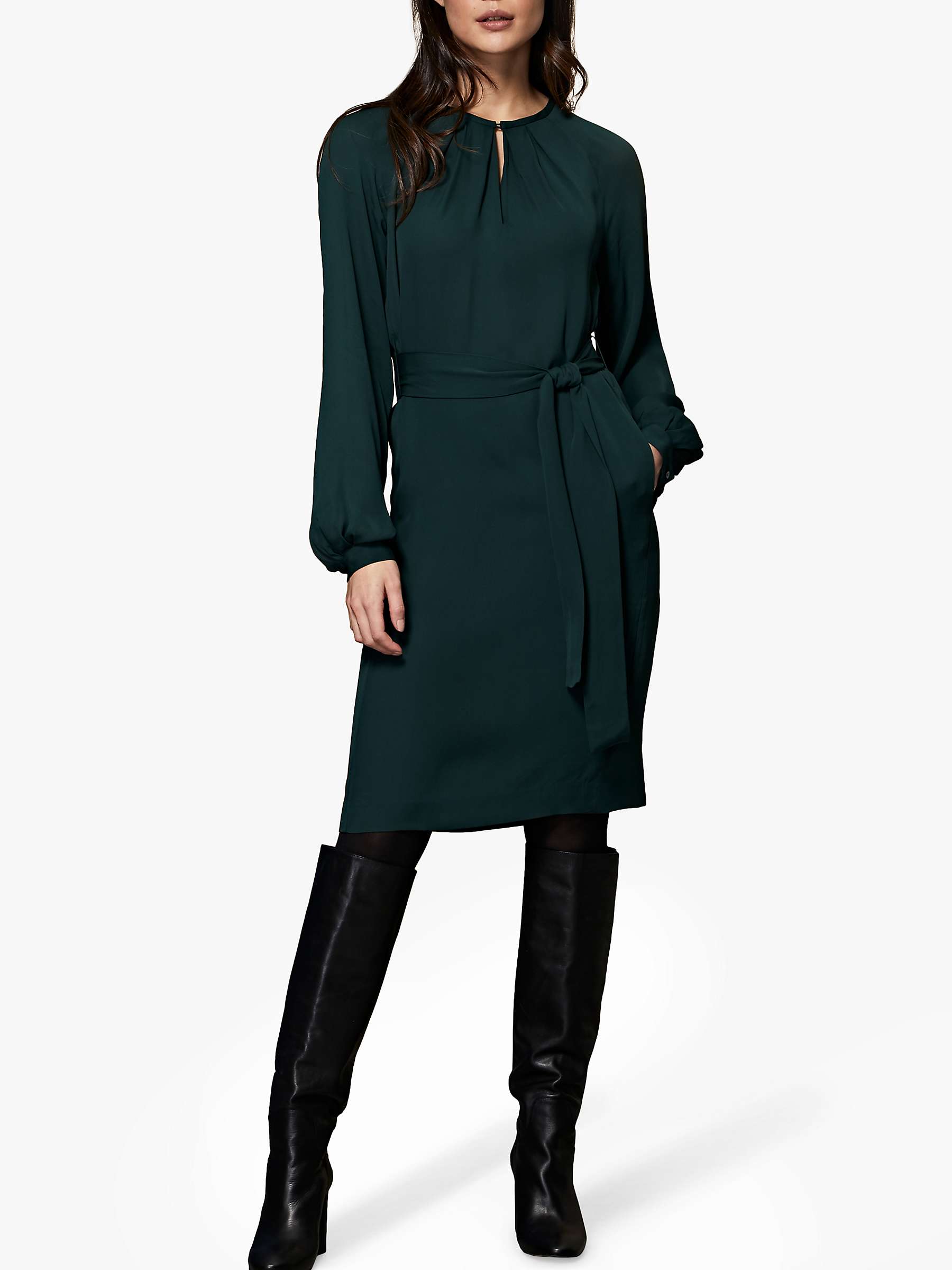 Buy Winser London Georgette Shift Dress, Dark Green Online at johnlewis.com