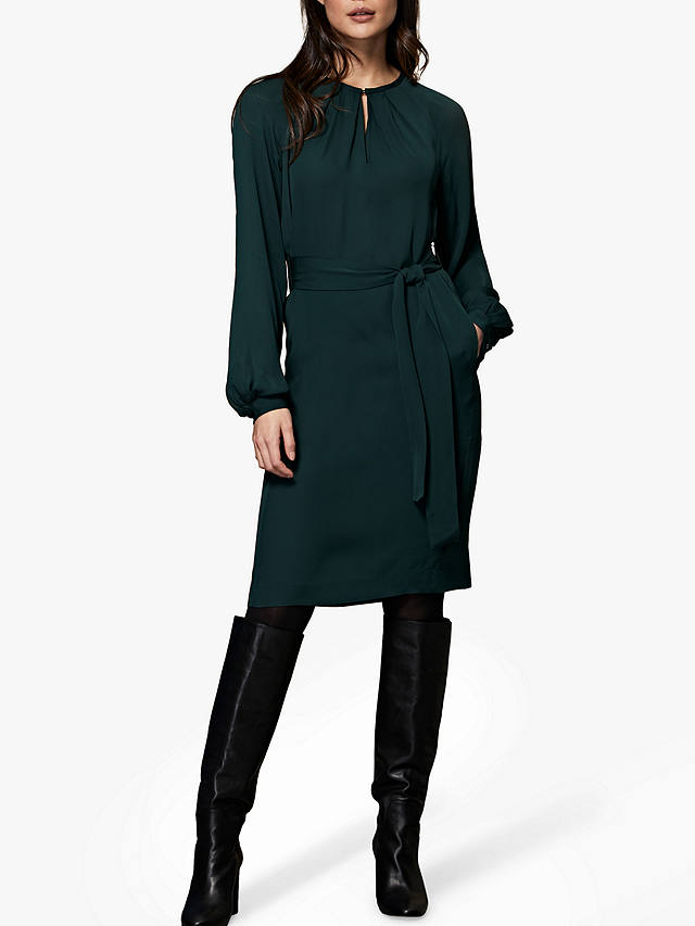 Winser London Georgette Shift Dress, Dark Green at John Lewis & Partners