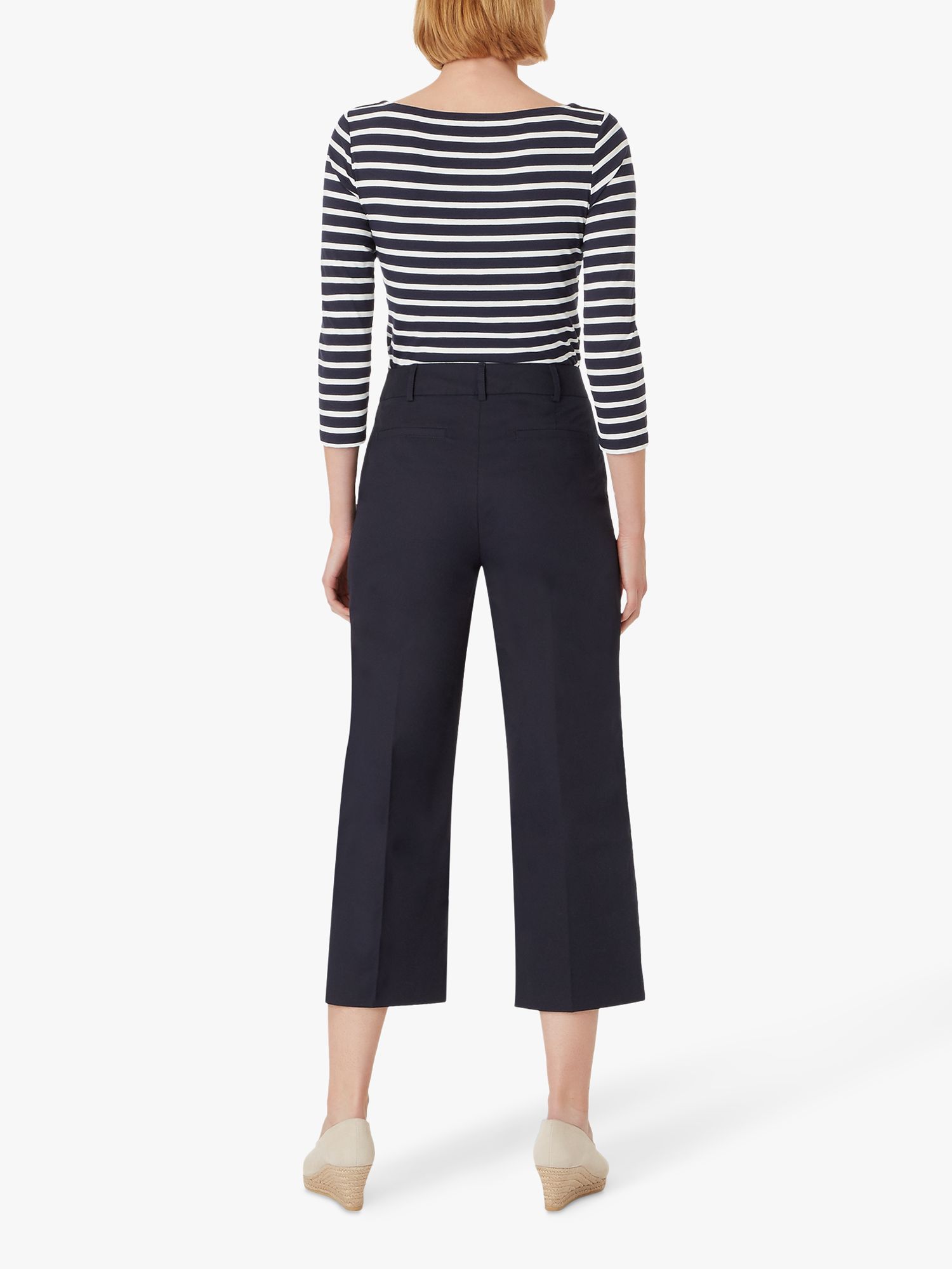 Hobbs Marlena Wide Leg Trousers, Navy at John Lewis & Partners