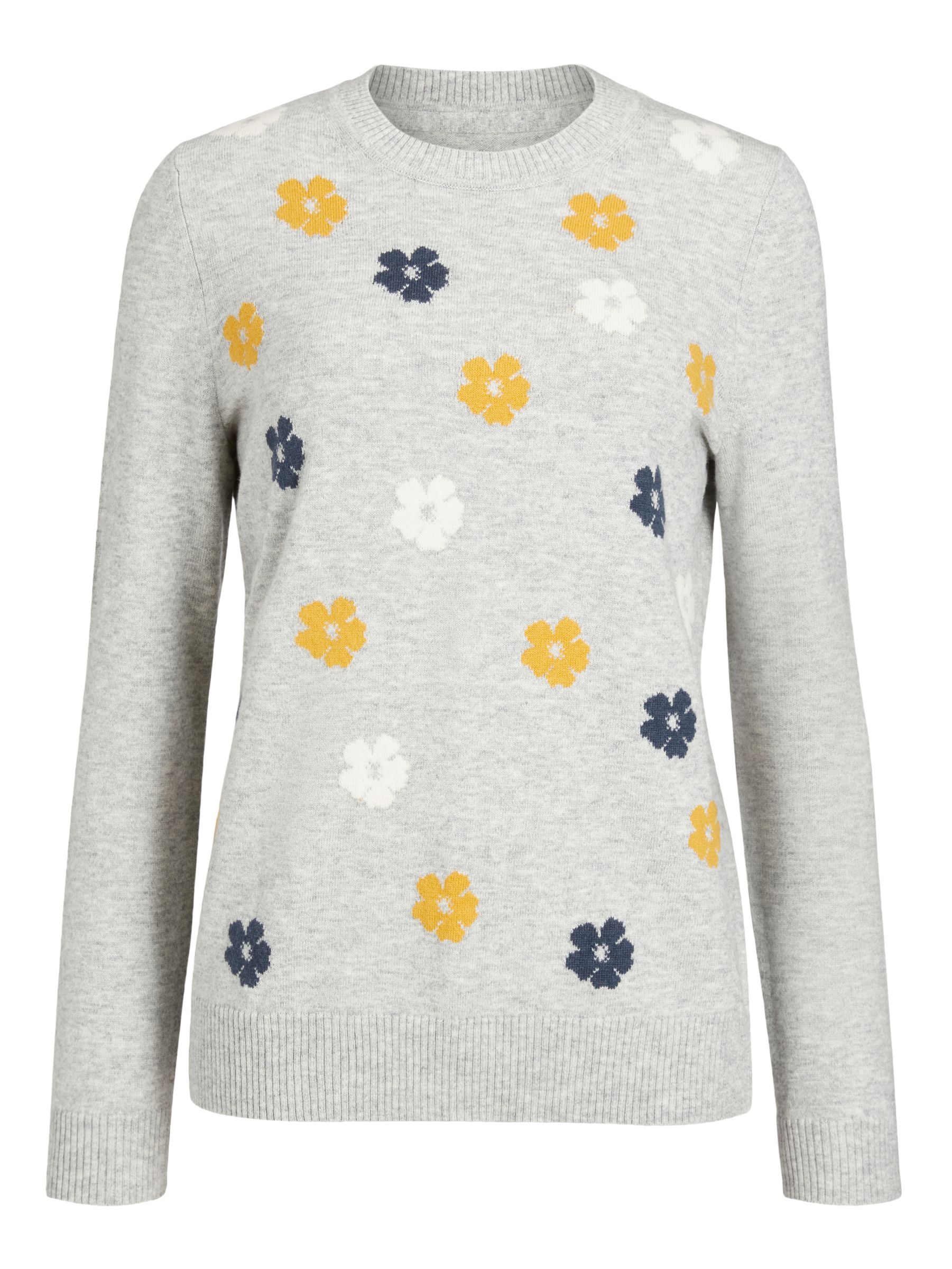Collection WEEKEND by John Lewis Cotton Rich Daisy Intarsia Crew Neck ...