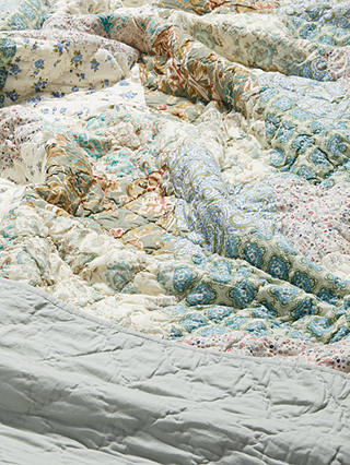 John Lewis & Partners Patchwork Quilted Bedspread, Blue