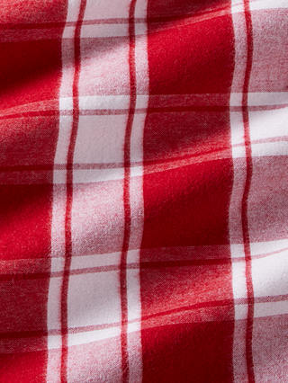John Lewis & Partners Brushed Check Single Duvet Cover Set, Red