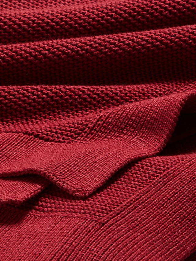 John Lewis Rye Plain Knit Throw, Berry Red