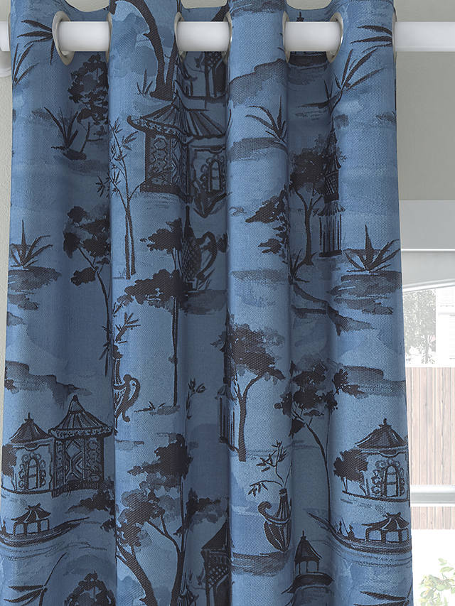 Lined Eyelet Curtains Blue, Aggersund Shower Curtain