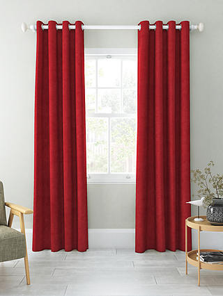 John Lewis & Partners Velvet Pair Lined Eyelet Curtains, Bordeaux, W228 x Drop 137cm