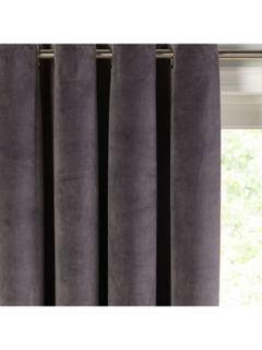 John Lewis Velvet Pair Lined Eyelet Curtains, Steel, W167 x Drop 137cm